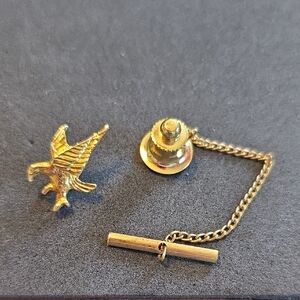 Gold Eagle Tie Tack with Chain